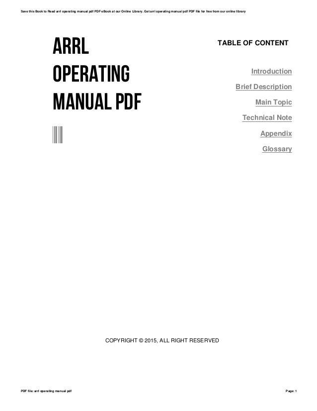 Arrl Operating Manual .pdf Download