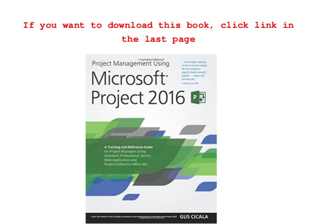 Microsoft Project Professional 2016 User Manual